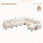 Convertible Sectional Sofa Modular Sofa with Ottoman, Freely Combinable Configurable Couch for Living Room Oat